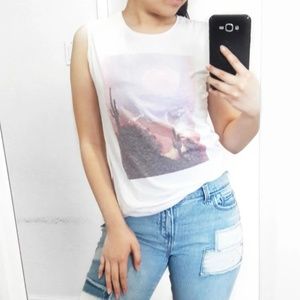 White Desert Pastel Muscle Tee